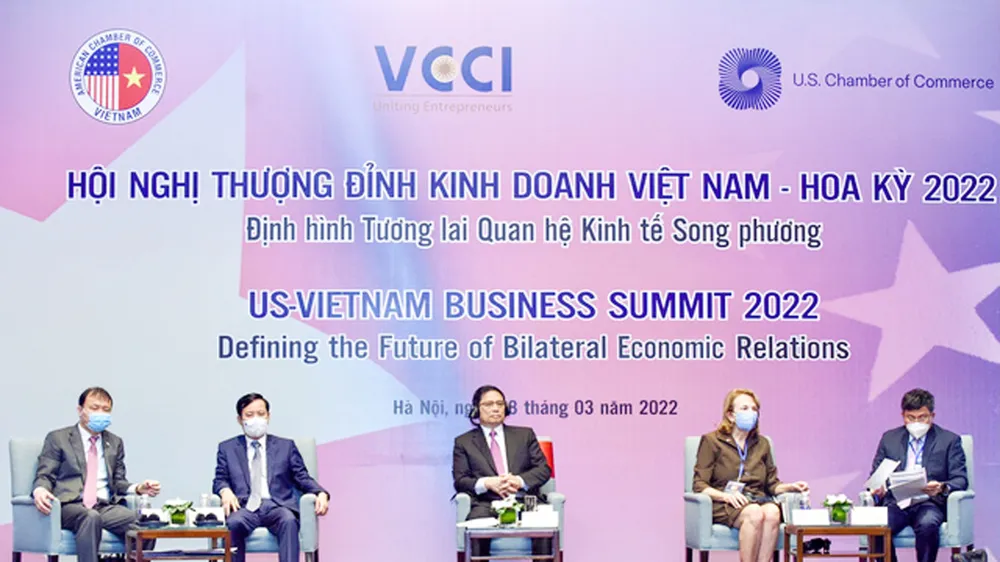 Thủ tướng Phạm Minh Chính dự và phát biểu tại Hội nghị Thượng đỉnh Kinh doanh Việt Nam - Hoa Kỳ năm 2022. Ảnh: VIẾT CHUNG