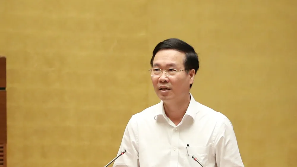 Đồng chí Võ Văn Thưởng, Thường trực Ban Bí thư phát biểu kết luận hội nghị. Ảnh: QUANG PHÚC