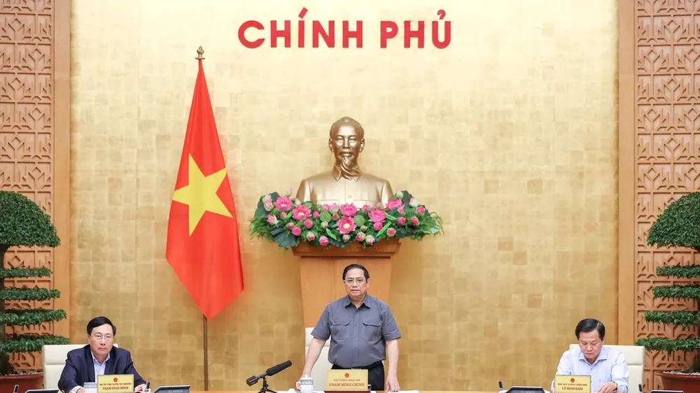 Thủ tướng Phạm Minh Chính phát biểu tại phiên họp Chính phủ chuyên đề về xây dựng pháp luật tháng 11-2022. Ảnh: VIẾT CHUNG