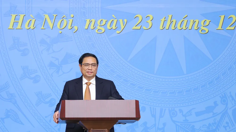 Thủ tướng Phạm Minh Chính, Trưởng Ban chỉ đạo quốc gia phòng chống dịch Covid-19 chủ trì phiên họp. Ảnh: VIẾT CHUNG