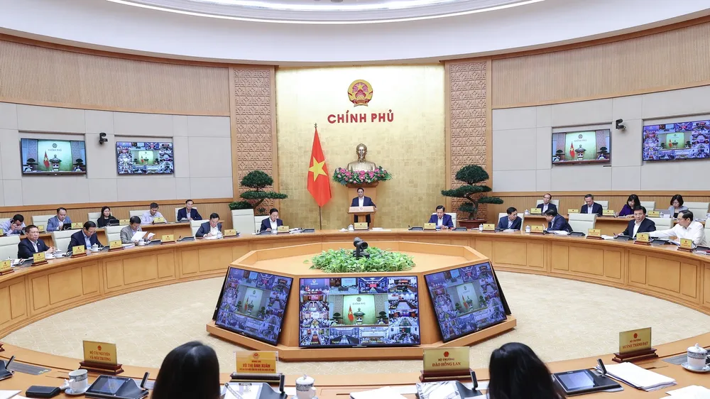 Thủ tướng Phạm Minh Chính chủ trì và phát biểu tại Phiên họp Chính phủ thường kỳ tháng 3. Ảnh: VIẾT CHUNG