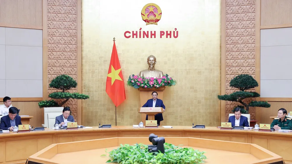  Phiên họp Chính phủ chuyên đề xây dựng pháp luật tháng 4 năm 2023. Ảnh: VIẾT CHUNG