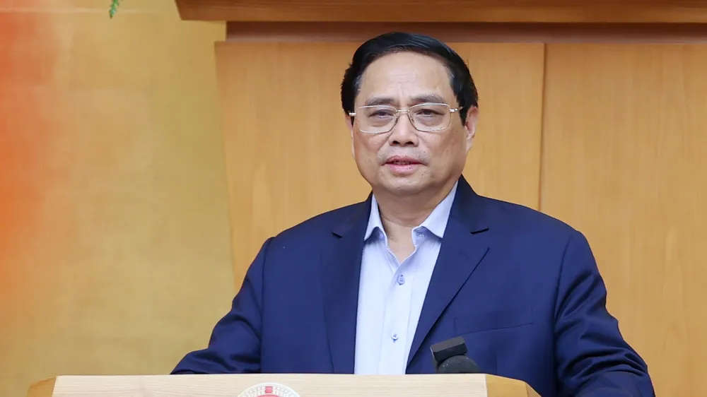 Thủ tướng Phạm Minh Chính yêu cầu thúc đẩy sản xuất kinh doanh, đầu tư xây dựng và xuất nhập khẩu trong thời gian tới. Ảnh: VIẾT CHUNG
