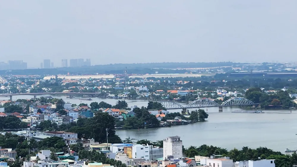 TP Biên Hòa từ trên cao nhìn về phía Cù lao Phố