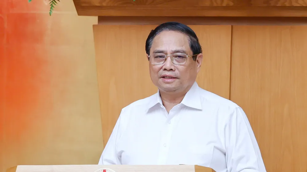 Thủ tướng Phạm Minh Chính phát biểu tại phiên họp của Chính phủ chuyên đề về xây dựng pháp luật. Ảnh: VIẾT CHUNG