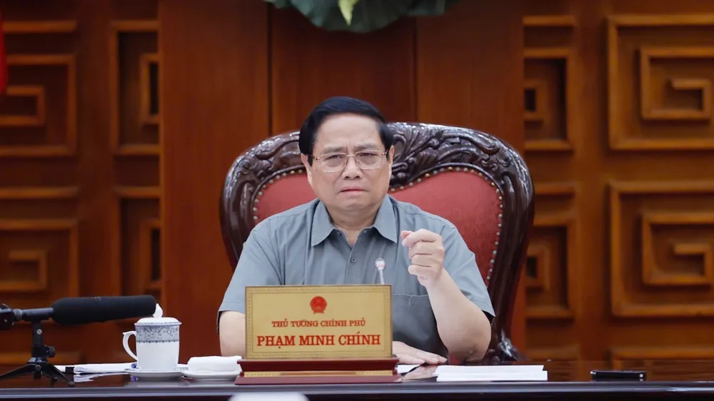 Thủ tướng Phạm Minh Chính phát biểu tại cuộc họp Thường trực Chính phủ về bảo đảm cung ứng điện, năng lượng. Ảnh: VIẾT CHUNG