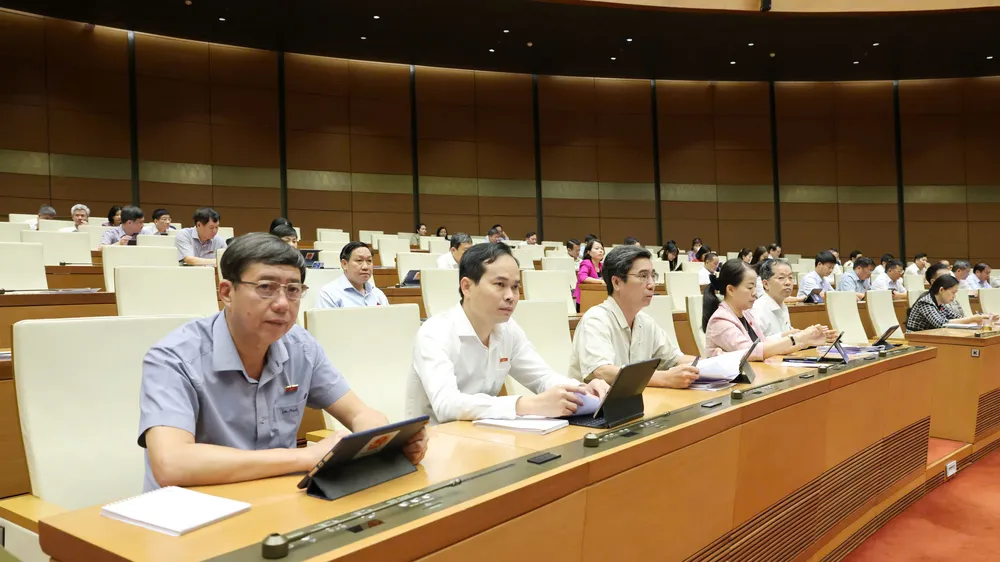 Các đại biểu dự họp Quốc hội, sáng 17-5. Ảnh: QUANG PHÚC
