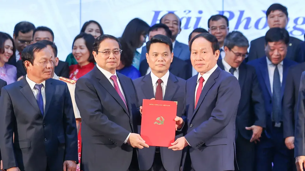 Thủ tướng Phạm Minh Chính dự Lễ công bố nghị quyết, quyết định của Trung ương tại TP Hải Phòng
