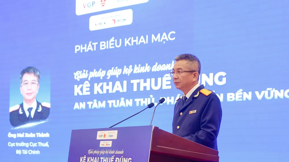 Ông Mai Xuân Thành, Cục trưởng Cục Thuế (Bộ Tài chính) phát biểu tại hội thảo
