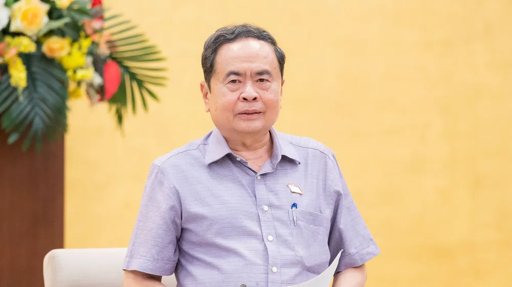 Bí thư Đảng ủy Quốc hội, Chủ tịch Quốc hội Trần Thanh Mẫn chủ trì hội nghị, chiều 2-8. Ảnh: Quochoi.vn