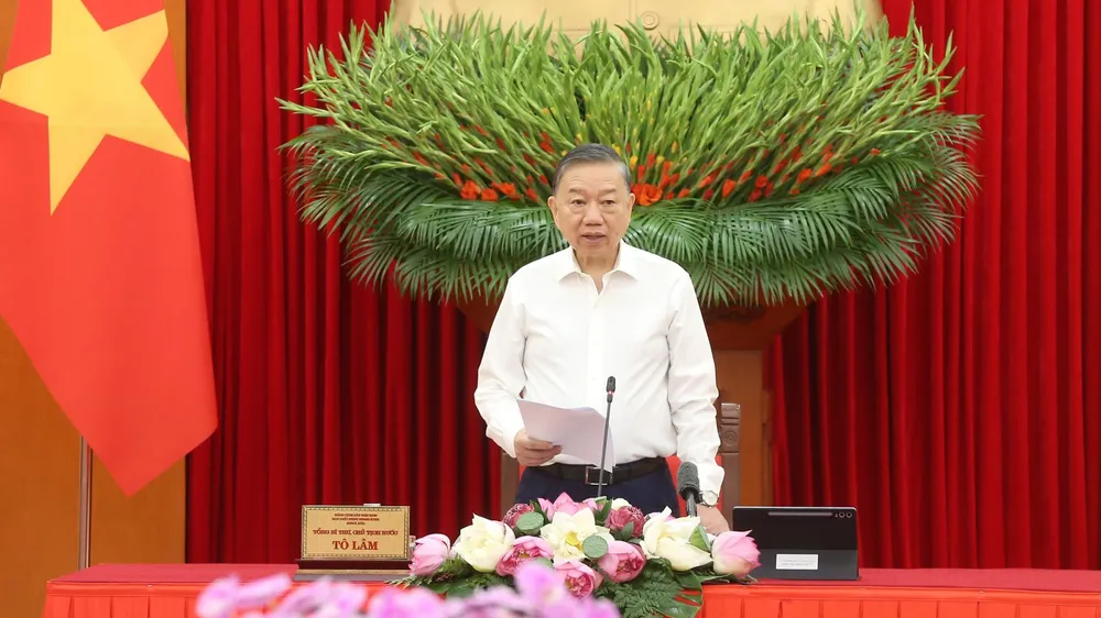 Tổng Bí thư, Chủ tịch nước Tô Lâm phát biểu chỉ đạo tại Phiên họp thứ nhất Ban Chỉ đạo Trung ương về tổng kết thực tiễn và nghiên cứu sửa đổi, bổ sung Điều lệ Đảng. Ảnh: ĐCSVN