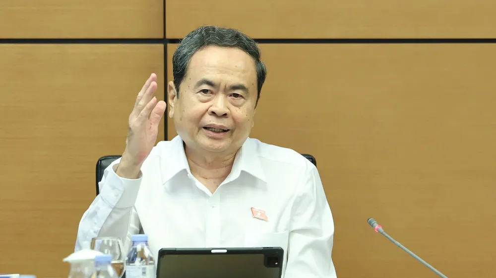 Chủ tịch Quốc hội Trần Thanh Mẫn phát biểu tại phiên thảo luận tại tổ Đoàn đại biểu Quốc hội TPHCM. Ảnh: QUANG PHÚC