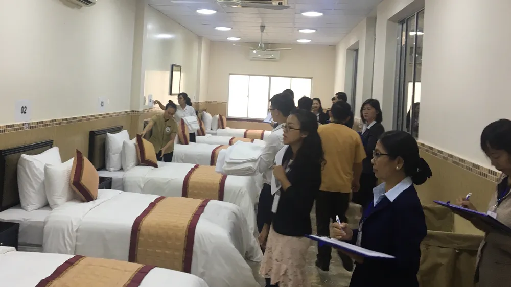 Quang cảnh tại hội thi nghiệp vụ phòng ngày 18-8