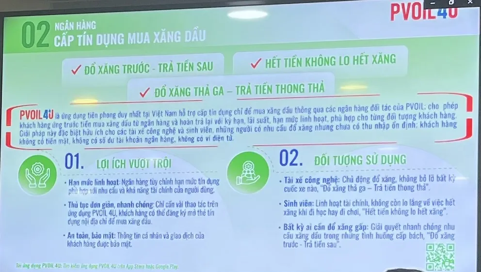 Ứng dụng mua xăng dầu trả tiền sau của PVOIL