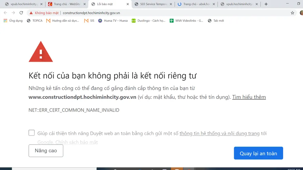 Hệ thống mạng thuộc UBND TPHCM không truy cập được vào sáng 19-8