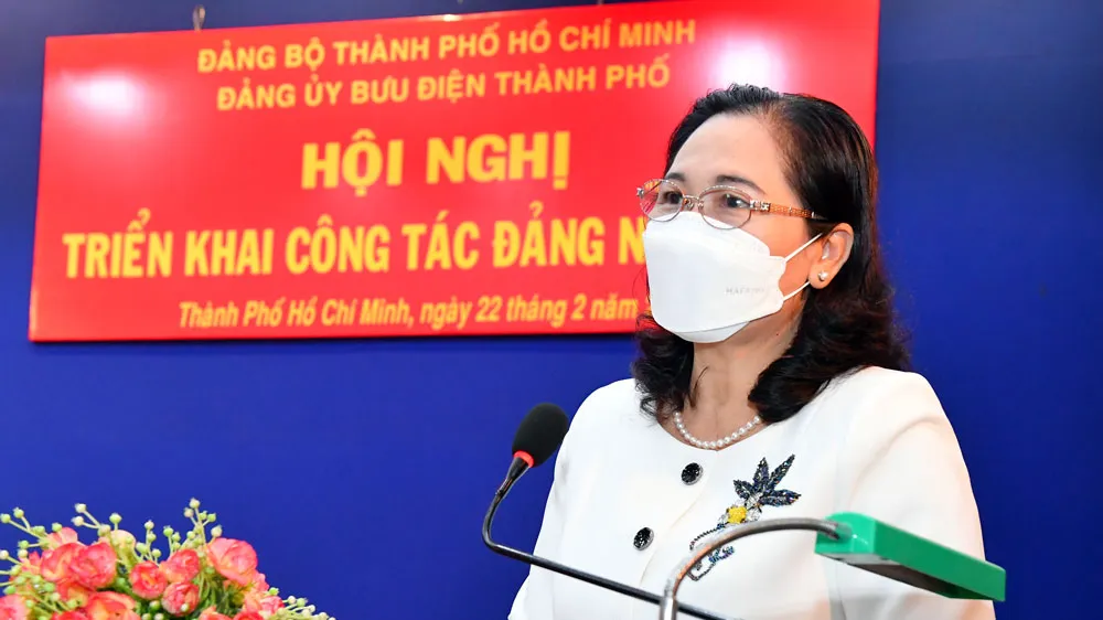 Đồng chí Nguyễn Thị Lệ phát biểu. Ảnh: VIỆT DŨNG