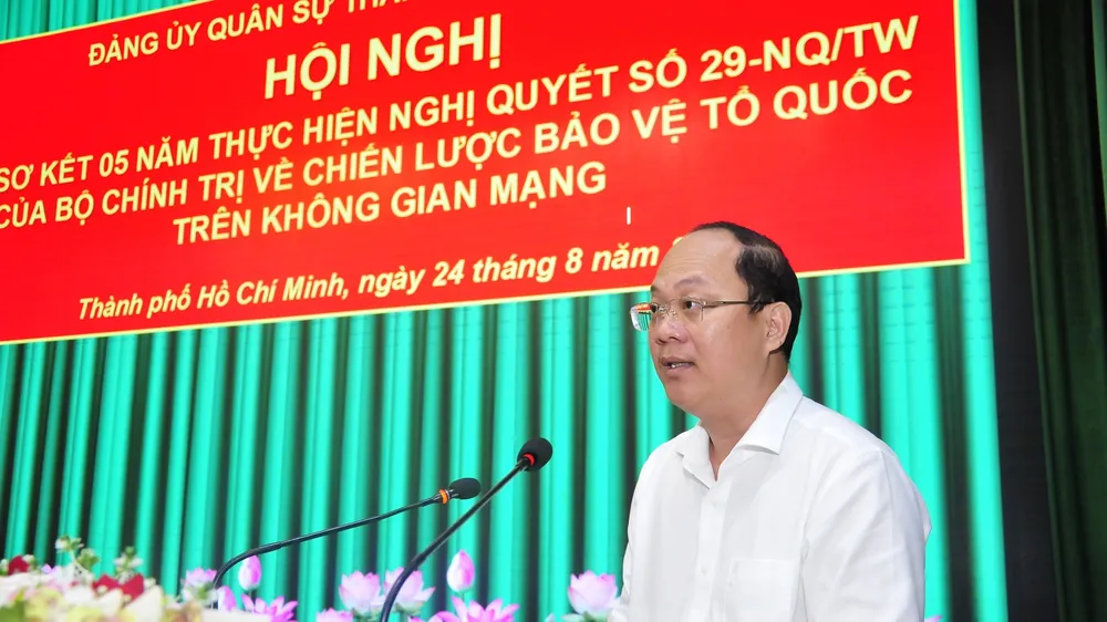 Đồng chí Nguyễn Hồ Hải phát biểu tại Hội nghị sơ kết 5 năm thực hiện Nghị quyết số 29 của Bộ Chính trị
