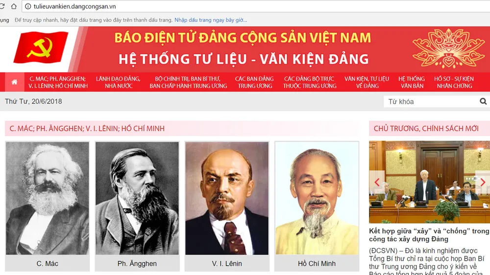 Ra mắt giao diện mới “Hệ thống Tư liệu - Văn kiện Đảng” trên mạng internet