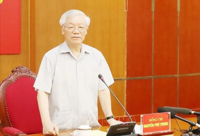 Tổng Bí thư, Chủ tịch nước Nguyễn Phú Trọng đã chủ trì cuộc họp Ban Bí thư để xem xét, thi hành kỷ luật một số cán bộ, đảng viên vi phạm quy định của Đảng và pháp luật của Nhà nước. Nguồn: VGP