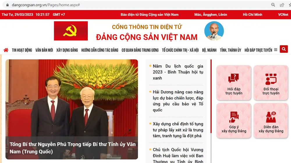 Khai trương Cổng Thông tin điện tử Đảng Cộng sản Việt Nam