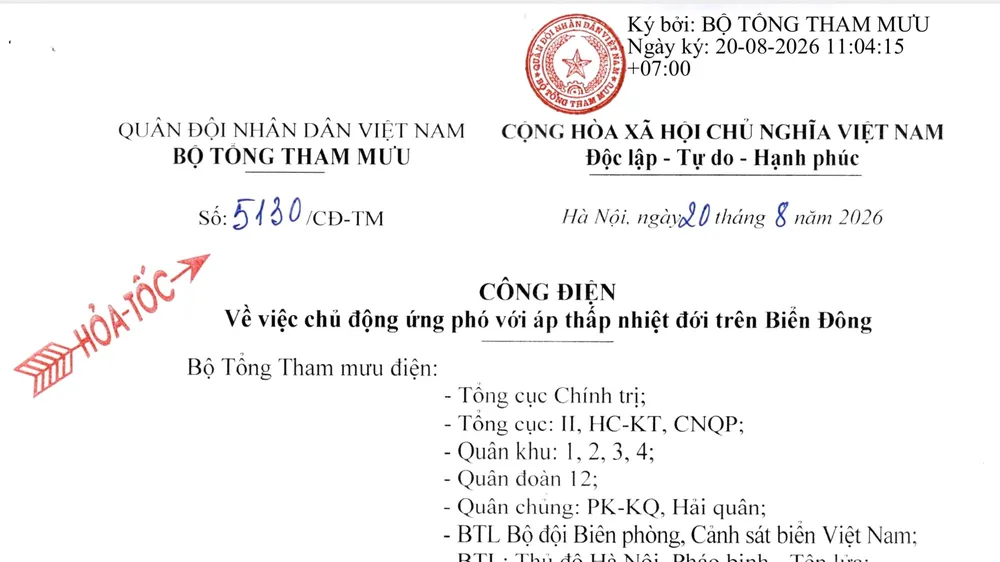 Bộ Tổng Tham mưu chỉ đạo chủ động ứng phó với áp thấp nhiệt đới trên Biển Đông