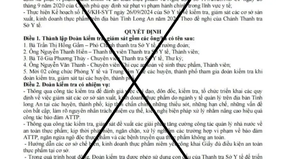 Xuất hiện quyết định giả mạo Sở Y tế tỉnh Long An 