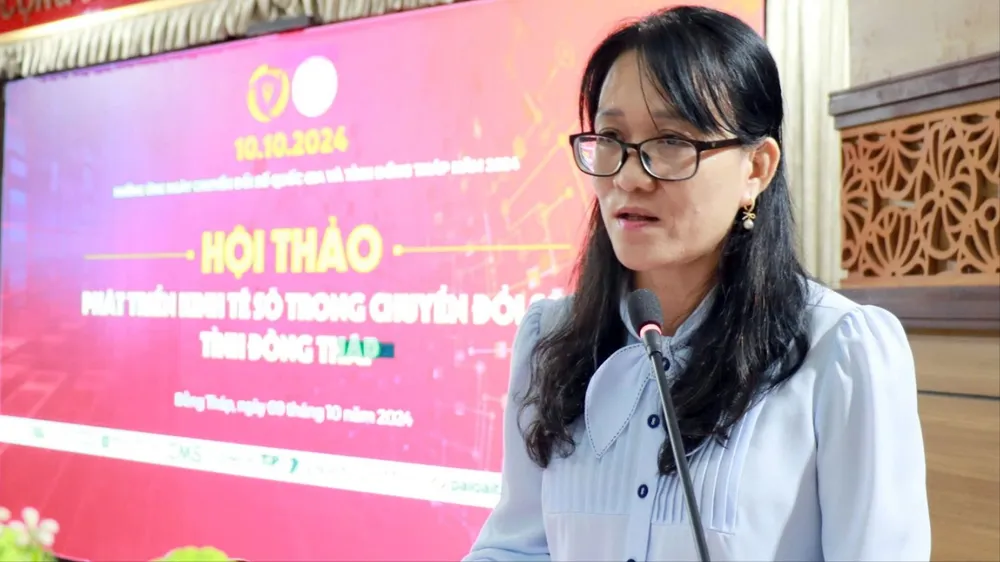 Bà Nguyễn Lâm Thanh Thủy, Giám đốc Sở TT-TT tỉnh Đồng Tháp cho biết kinh tế số tác động đến sự phát triển kinh tế 