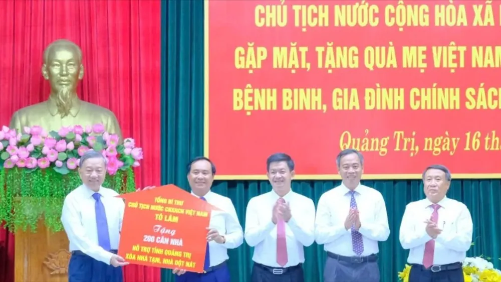 Tổng Bí thư, Chủ tịch nước Tô Lâm tặng 200 căn nhà hỗ trợ tỉnh Quảng Trị xoá nhà tạm, nhà dột nát