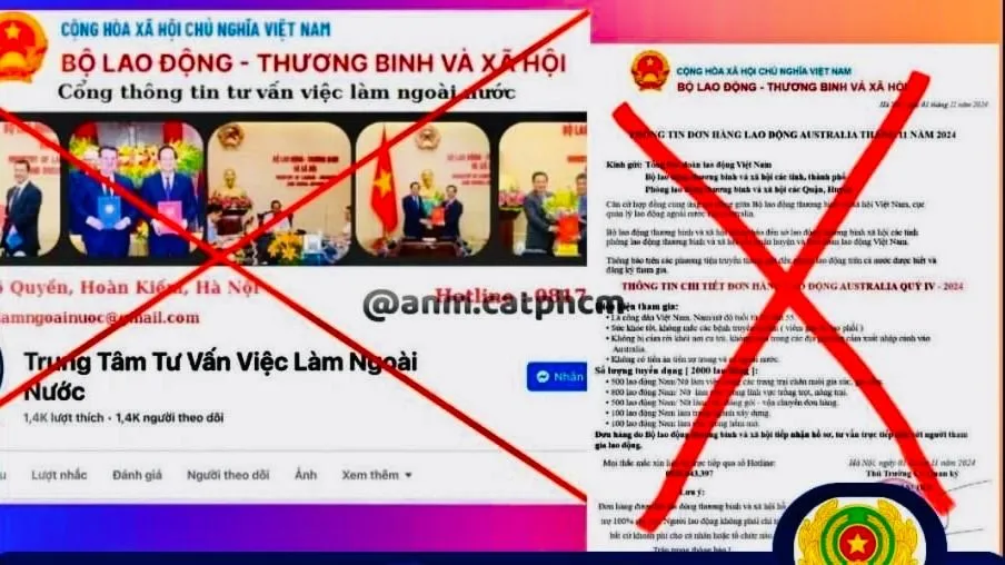 Dùng hình ảnh lãnh đạo Bộ LĐTB-XH lừa thu tiền sinh viên, người lao động muốn đi nước ngoài