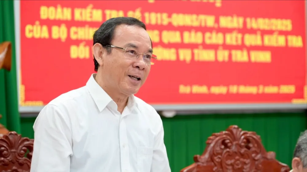 Đoàn kiểm tra của Bộ Chính trị làm việc với Ban Thường vụ Tỉnh ủy Trà Vinh