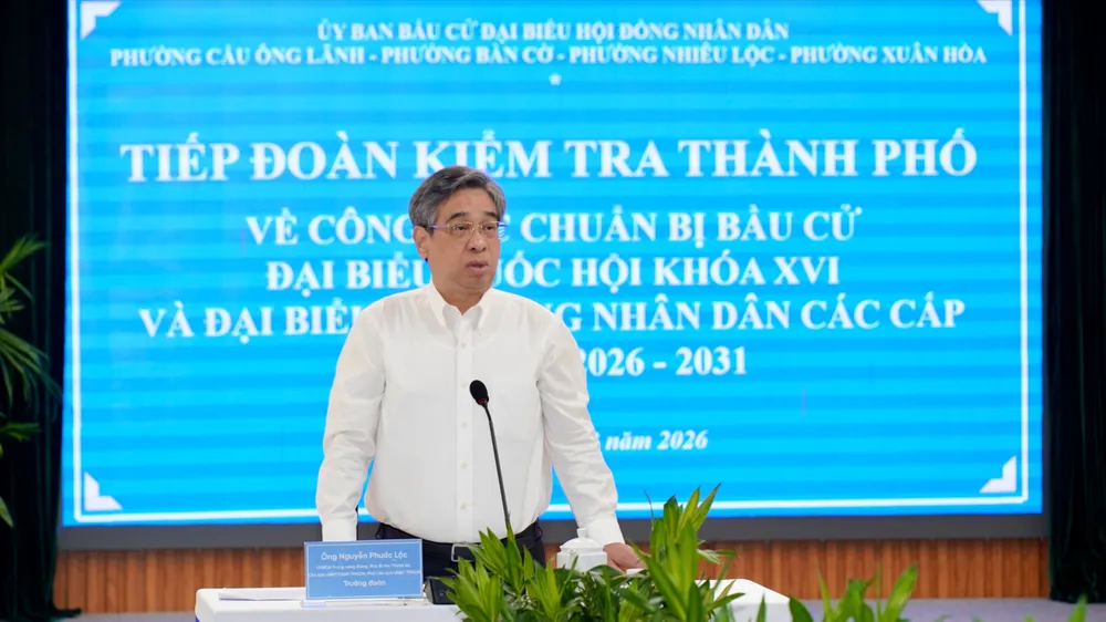 Phó Bí thư Thành ủy TPHCM Nguyễn Phước Lộc kiểm tra công tác chuẩn bị bầu cử