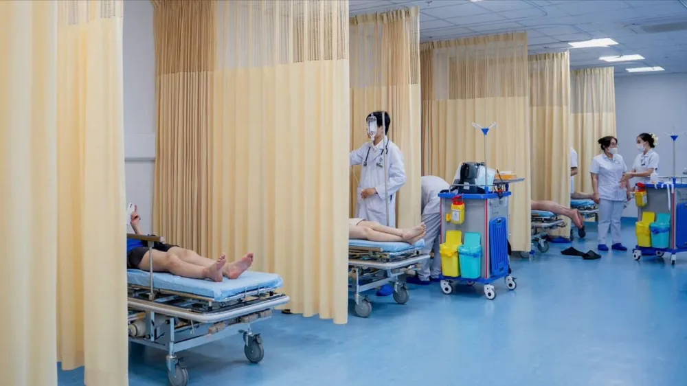 Các bệnh nhân bị ong đốt được theo dõi sức khỏe tại Bệnh viện Đại học Y khoa Phan Châu Trinh 