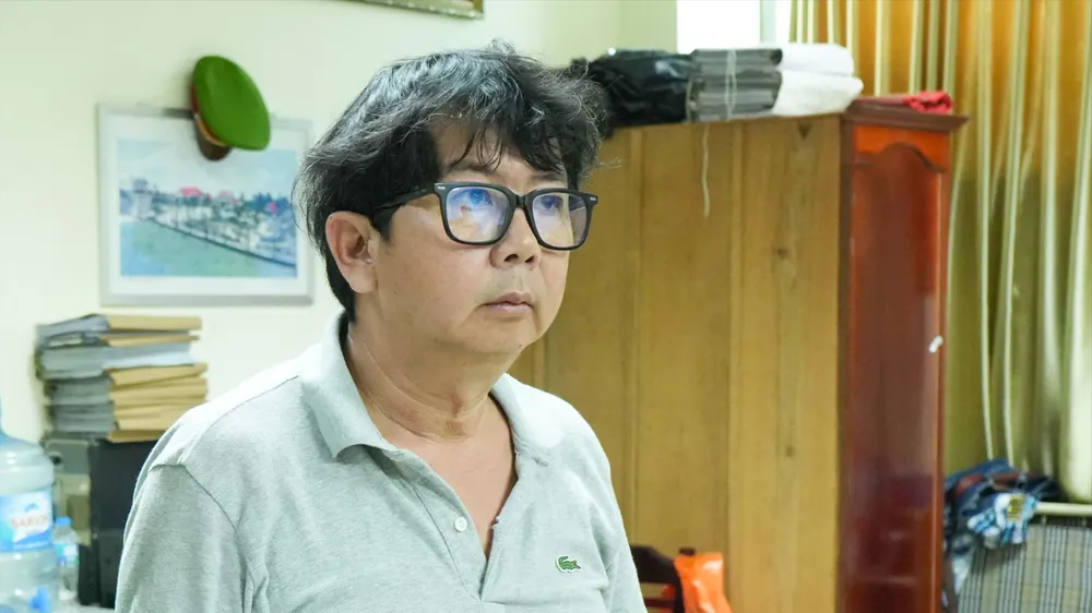 Bị can Vương Lê Anh Tú tại cơ quan công an