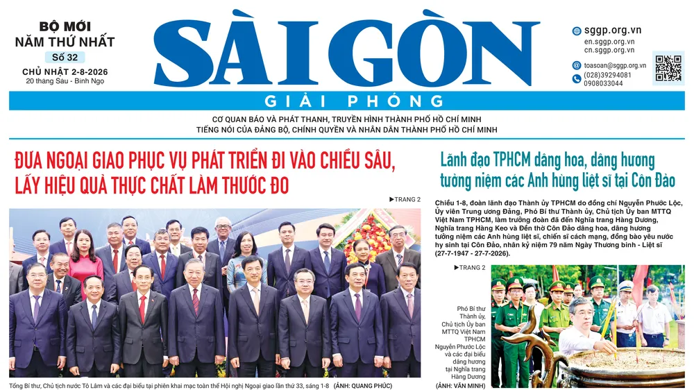 Báo Sài Gòn Giải Phóng ngày 2/8/2026