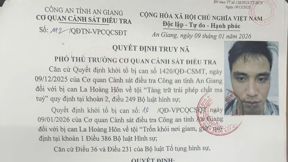 Đối tượng La Hoàng Hôn đã bị bắt sau 5 ngày trốn trại tạm giam