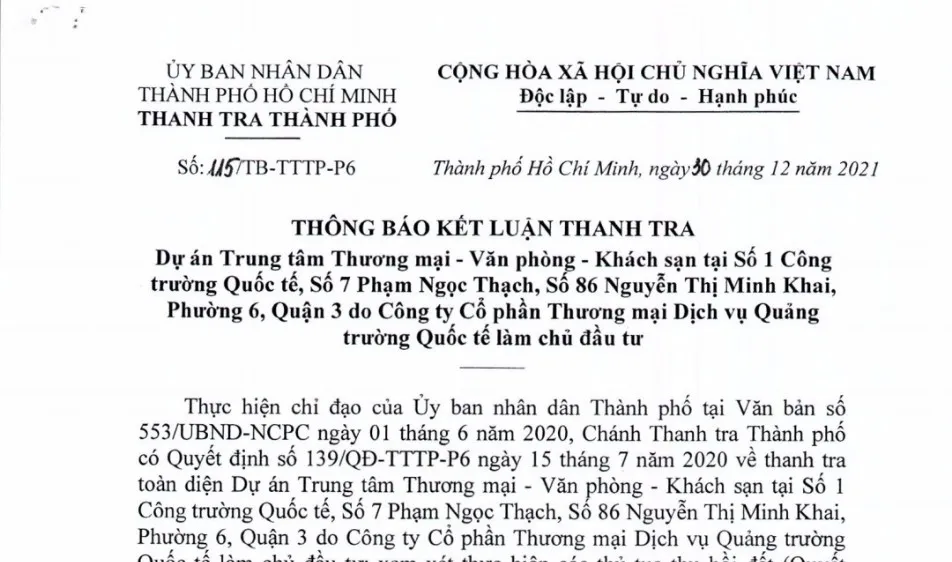 UBND TPHCM chỉ đạo thu hồi dự án rộng hơn 8.900m² ở cạnh hồ Con Rùa