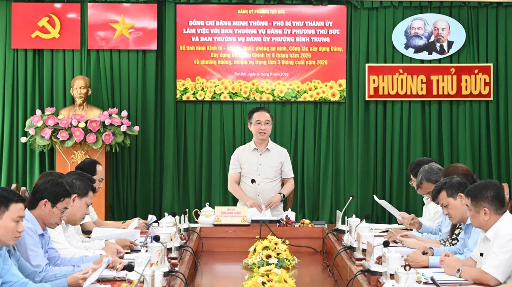 Phó Bí thư Thành ủy TPHCM Đặng Minh Thông phát biểu kết luận. Ảnh: VIỆT DŨNG