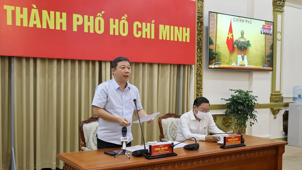 Phó Chủ tịch UBND TPHCM Dương Anh Đức phát biểu tại điểm cầu TPHCM