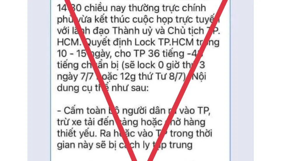 Bác thông tin “lock TPHCM trong 10-15 ngày”
