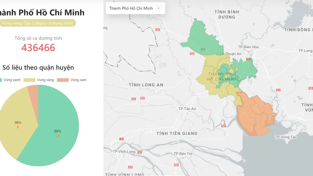 Bản đồ cấp độ dịch TPHCM 