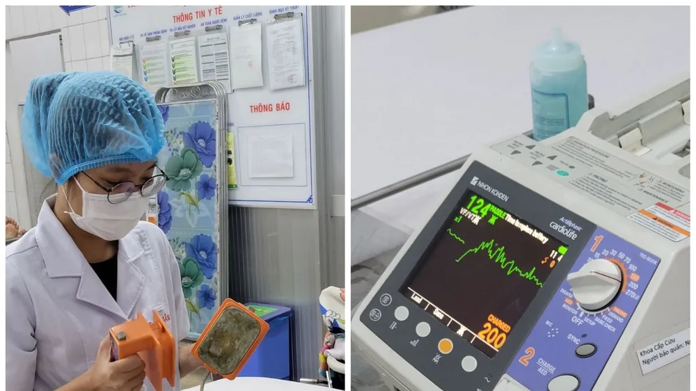 Bác sĩ khoa Cấp cứu Bệnh viện Bệnh Nhiệt đới sốc điện đồng bộ lần 2 cho bệnh nhân P.T.D.M.