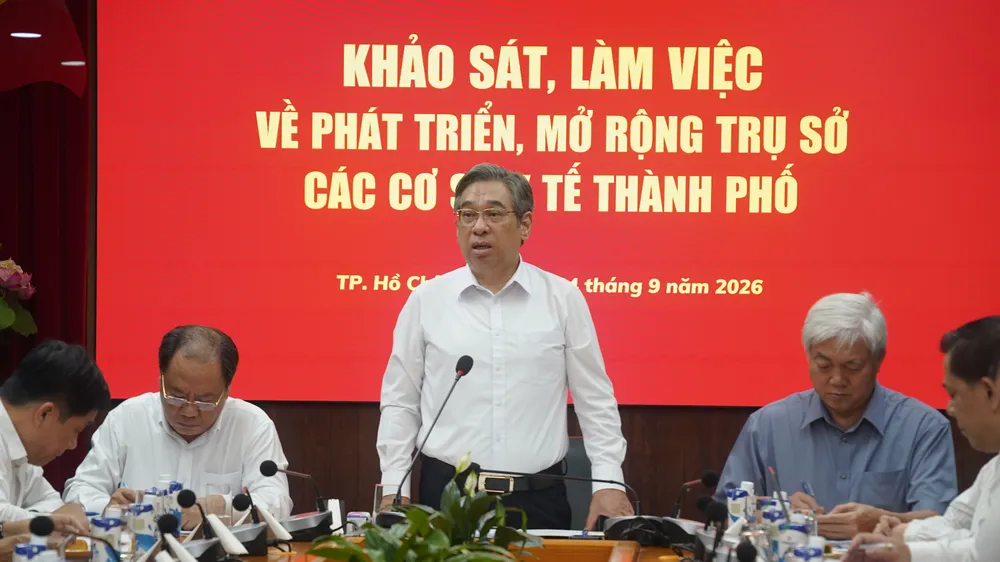 Phó Bí thư Thành ủy TPHCM Nguyễn Phước Lộc phát biểu kết luận tại buổi khảo sát (Ảnh: THÀNH AN)
