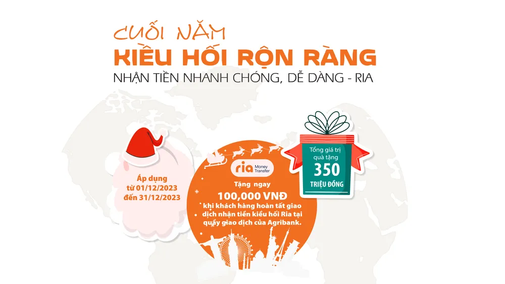 Nhận tiền kiều hối Ria tại Agribank – Nhận ngay 100.000 đồng