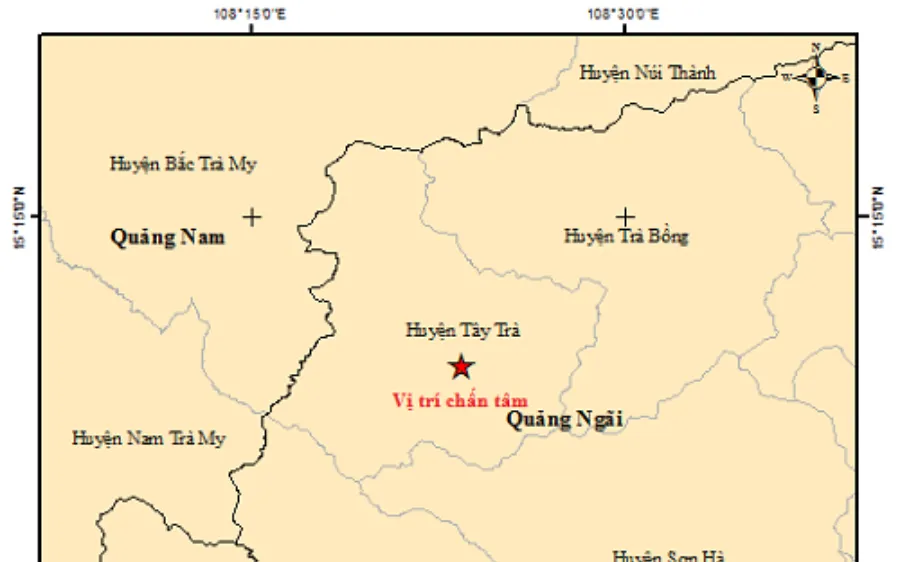 Hai trận động đất liên tiếp xảy ra ở miền núi tỉnh Quảng Ngãi