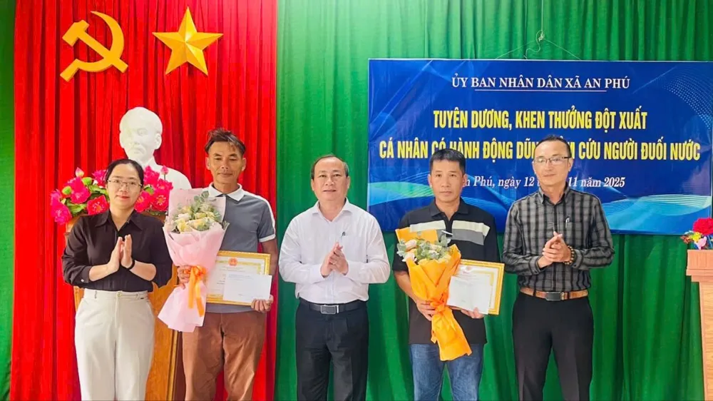 Quảng Ngãi: Khen thưởng đột xuất 2 cá nhân dũng cảm cứu người đuối nước