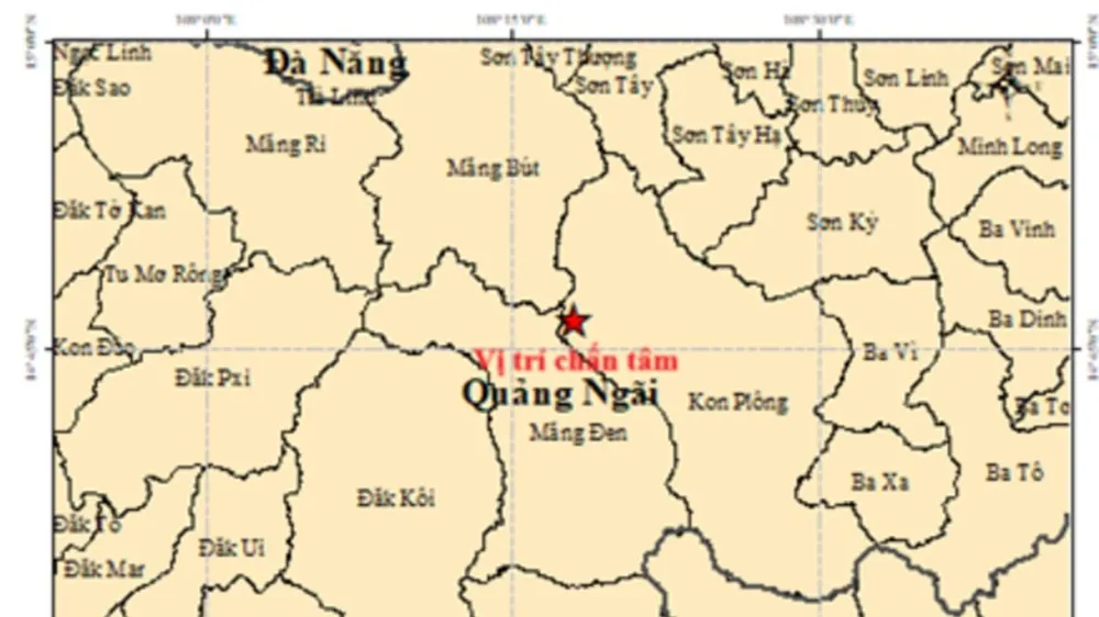 Động đất 3,0 độ Richter tại Quảng Ngãi