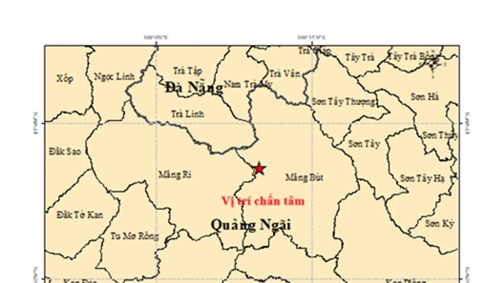 Quảng Ngãi: Tiếp tục ghi nhận 4 trận động đất tại xã Măng Bút