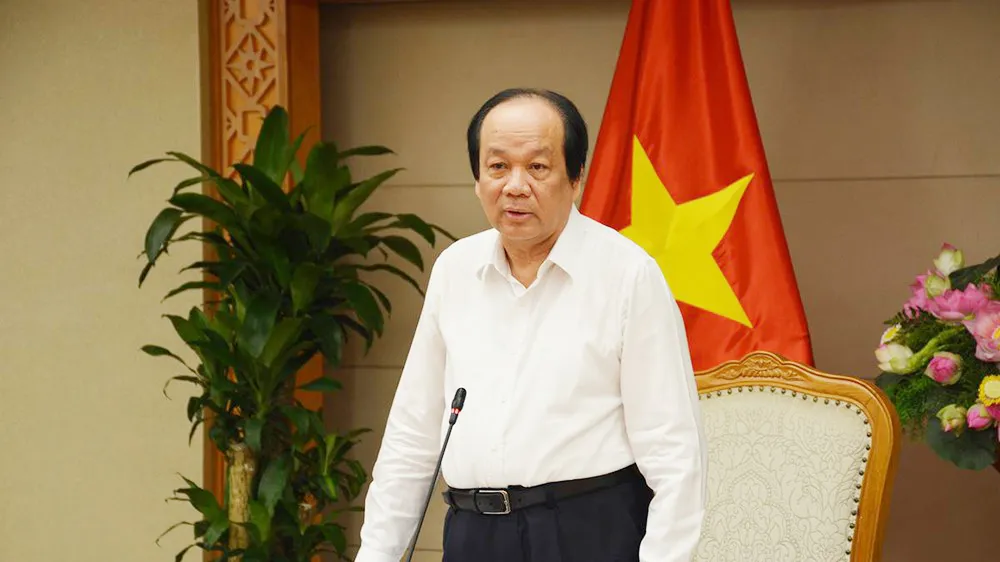 Bộ trưởng, Chủ nhiệm VPCP Mai Tiến Dũng phát biểu tại buổi làm việc. Ảnh: VGP