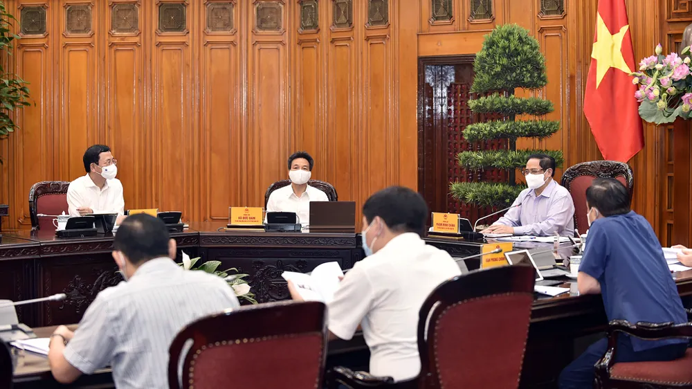 Thủ tướng Chính phủ Phạm Minh Chính làm việc với Bộ Thông tin và Truyền thông, chiều 11-5-2021. Ảnh: VGP