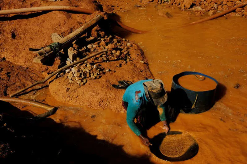 Những người khai thác vàng trái phép ở khu vực rừng nhiệt đới Amazon gần Crepurizao, Itaituba. Ảnh: REUTERS 